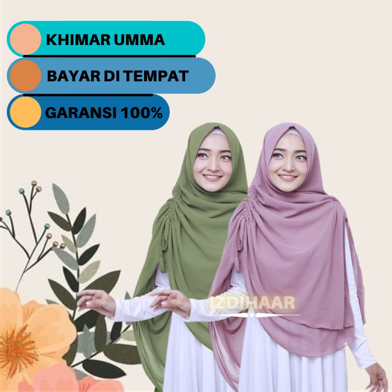 Jilbab Hijab Kerudung Khimar Serut Syari 2 Layer Ceruty Jumbo Umma