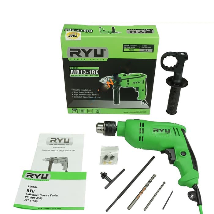 RYU RID13-1RE HAMMER IMPACT DRILL 13 mm MESIN BOR - free 3 mata bor