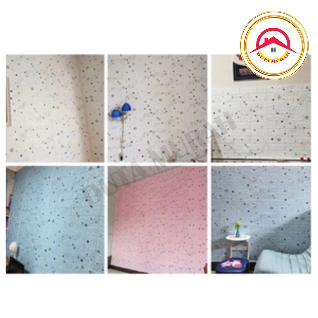 Wallpaper Dinding 3D Foam 5mm Batu Bata WallSticker Bintang WallSticker Kayu 70cm x 77cm 5mm
