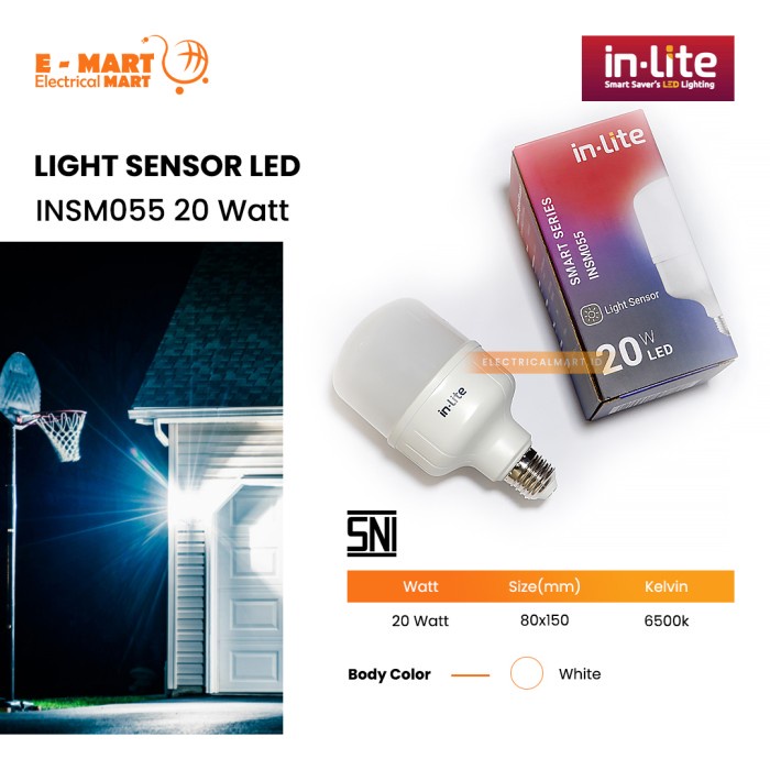 InLite LED SENSOR Otomatis Cahaya Gelap 20 Watt Lampu 20Watt in-Lite