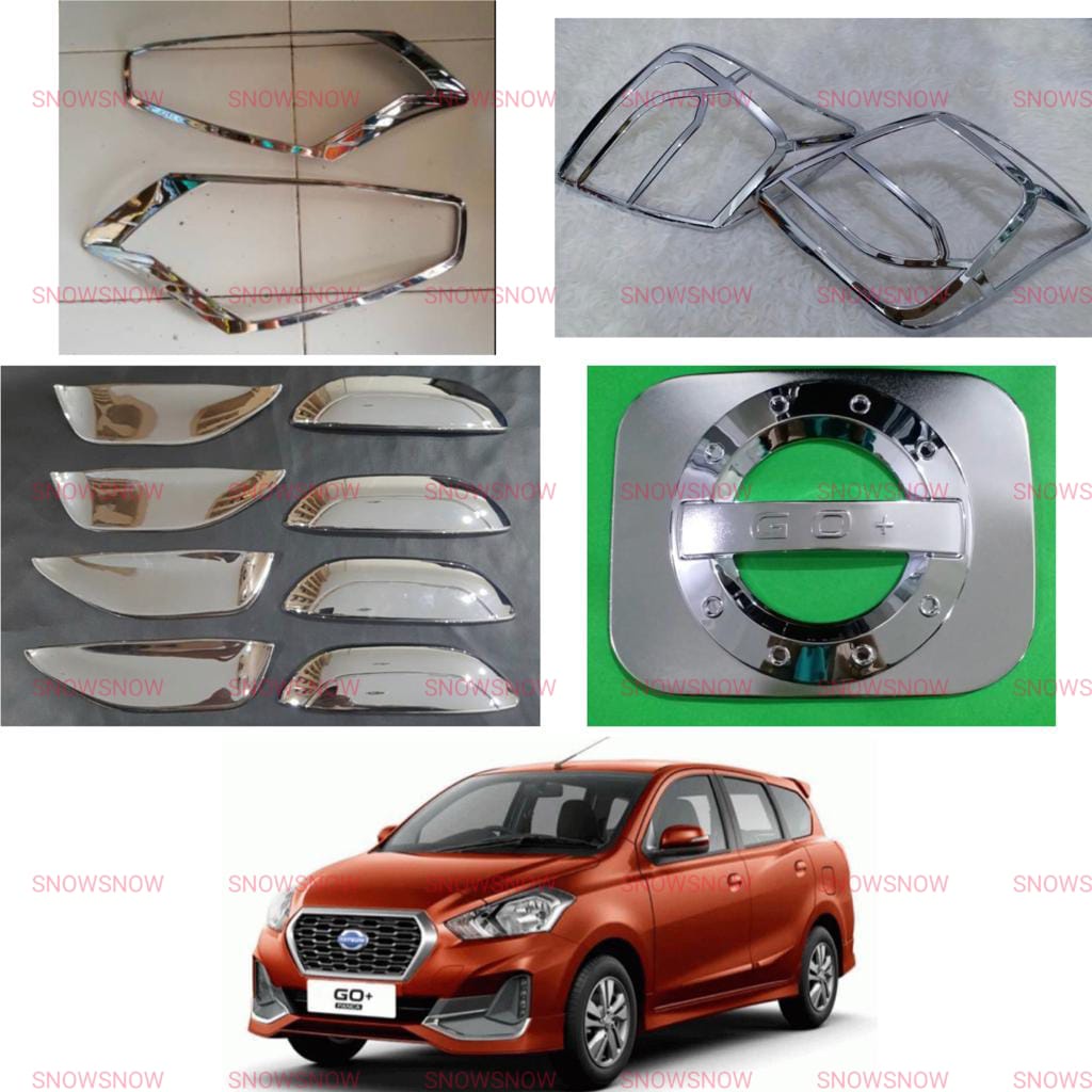 Paket Garnish Lampu Depan Belakang Outer Handle Tank Cover Datsun GO+ Sporty Chrome