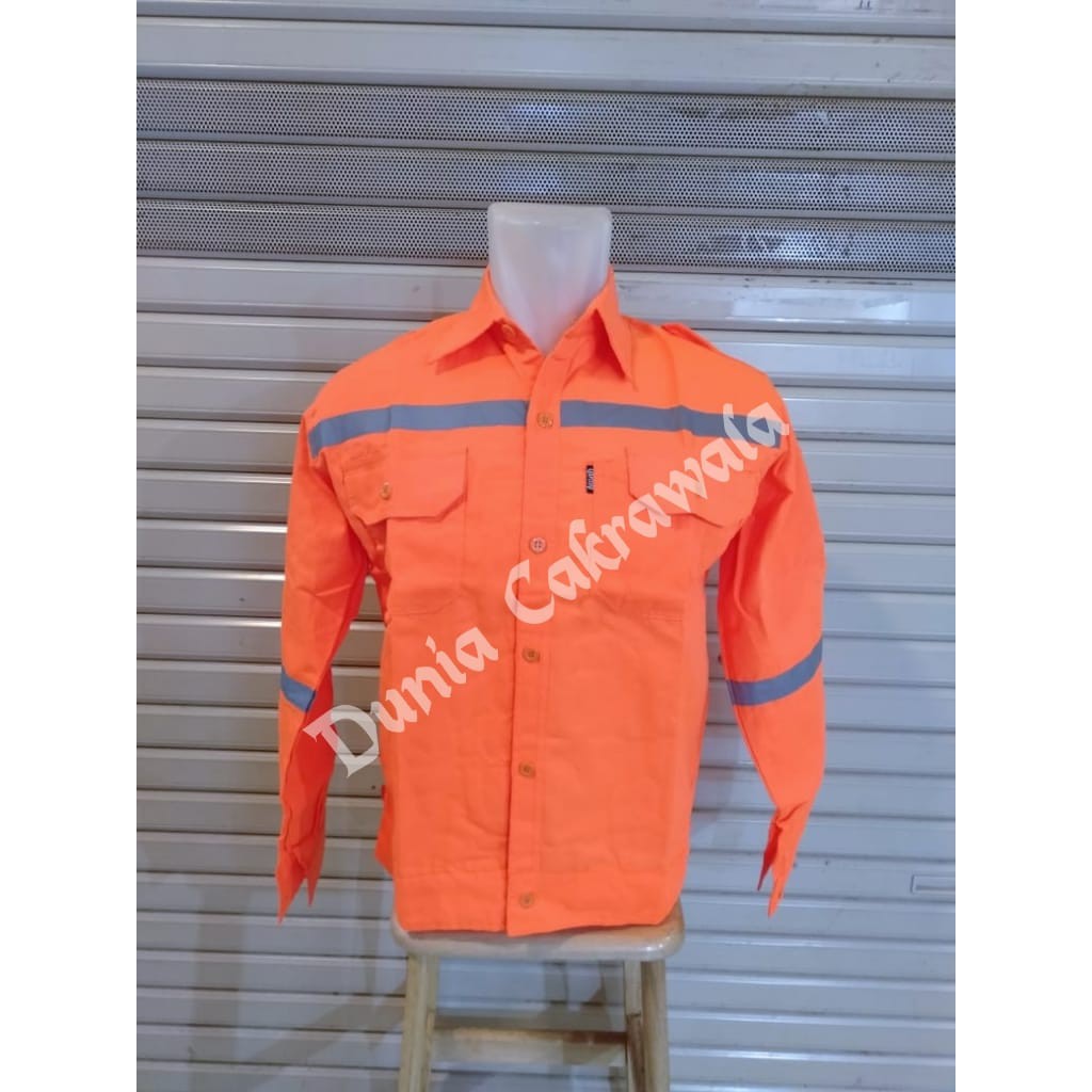 Baju Kerja Safety / Baju Proyek / Seragam Safety / Seragam Kerja Warna Oranges Stabilo