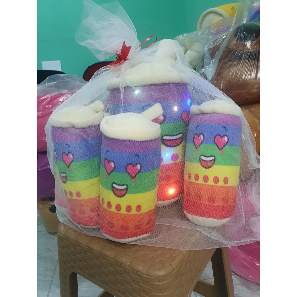 boneka boba pelangi beranak free led/boba beranak 5 free led,jaring dan pita