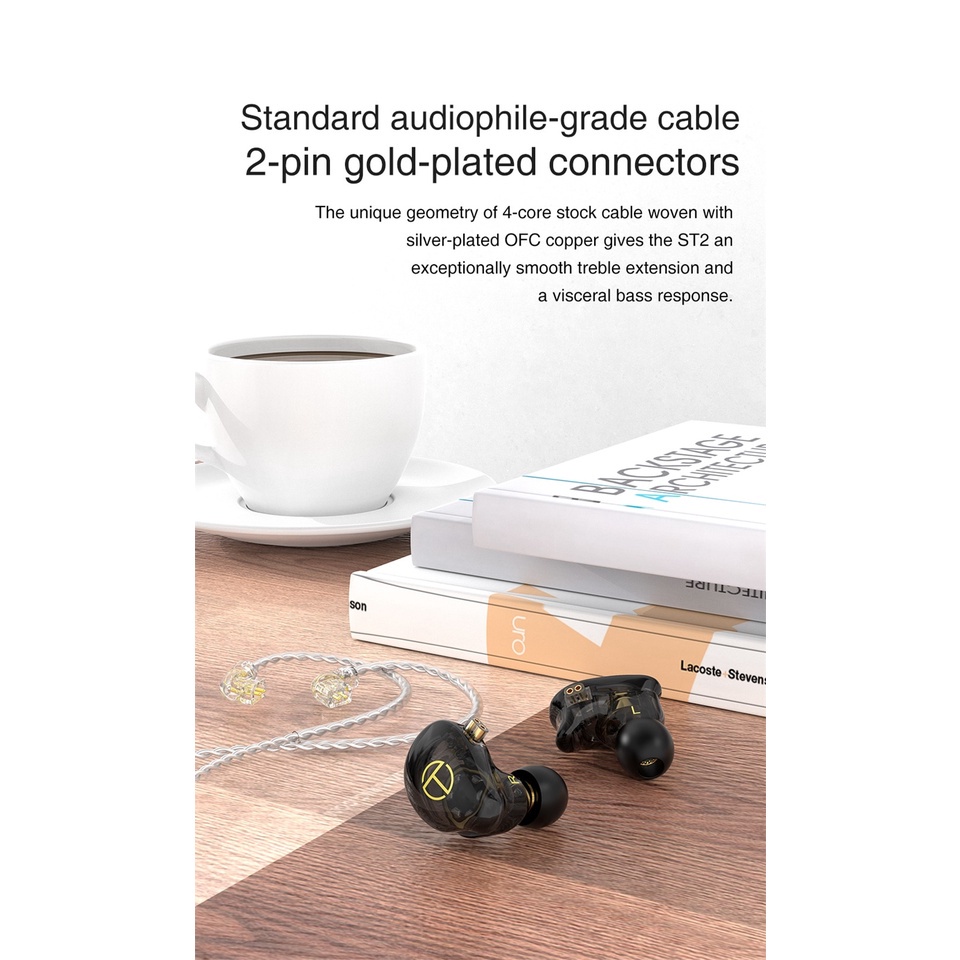 TRN ST2 Earphones 1BA+1DD Hybrid technology HIFI Bass Earbuds In Ear Monitor Headphones Sport Noise Cancelling Headset