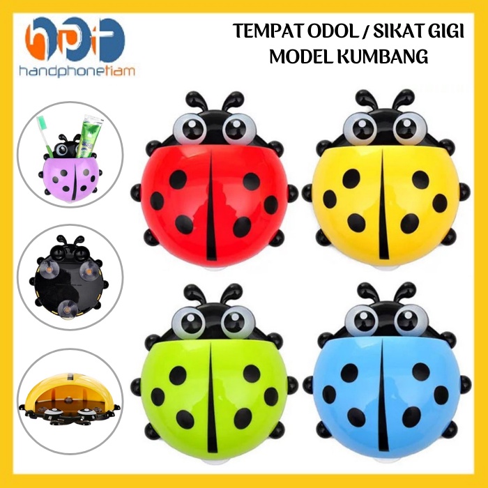 Rak Dispenser Tempat Odol / Sikat Gigi Kumbang Tempel Kaca Dinding Keramik | Ladybug Toothbrush Hold