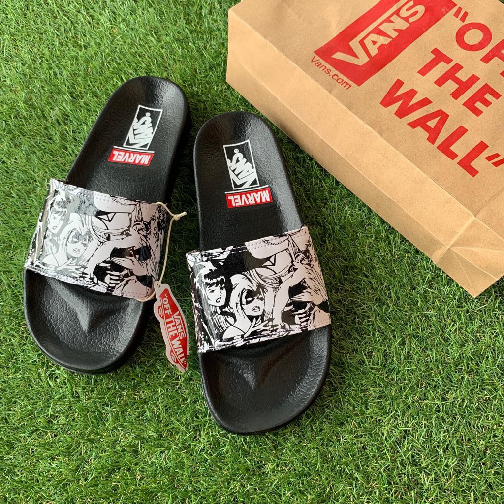 BISA  COD BAYAR DI TEMPAT VANS SANDALS HYPEBEAST sandal slop kasual marvel character full black