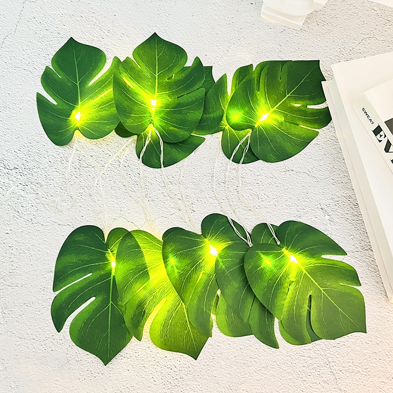 Lampu String Led 1.5 / 3m Bahan PVC Bentuk Daun Kura-Kura Untuk Dekorasi Natal