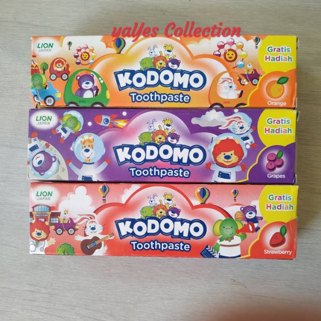 Kodomo odol pasta gigi anak toothpaste 45 g rasa buah anggur jeruk melon strobery hadiah mainan