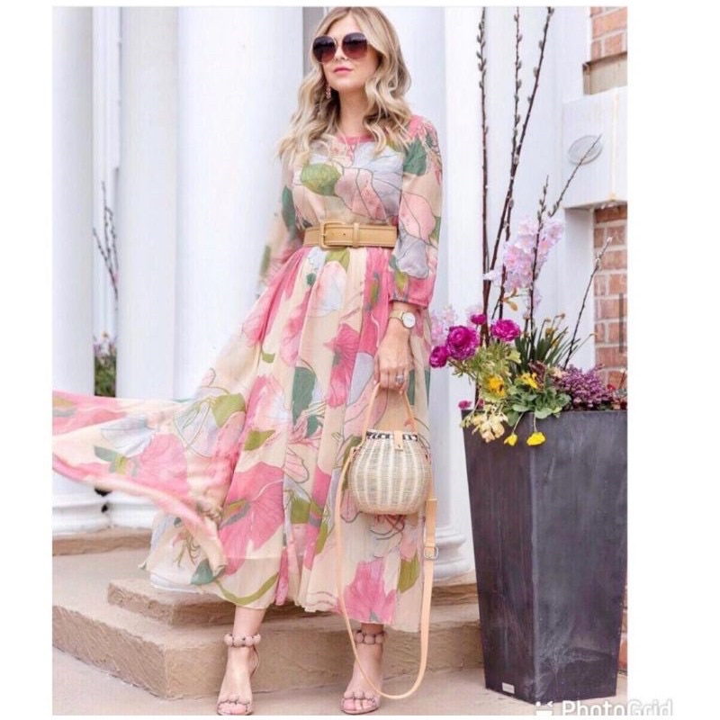 RESTOCK DRESS MAXI DUBAI PINKY IMPORT BKK-2