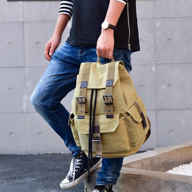 Tas Ransel Kanvas Canvas Pria Import Backpack