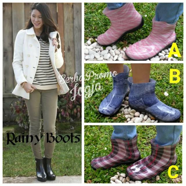 Sepatu Boots AP Wanita - Rainy Boots  - Sepatu Anti Air - Sepatu karet anti slip -Boot Wanita