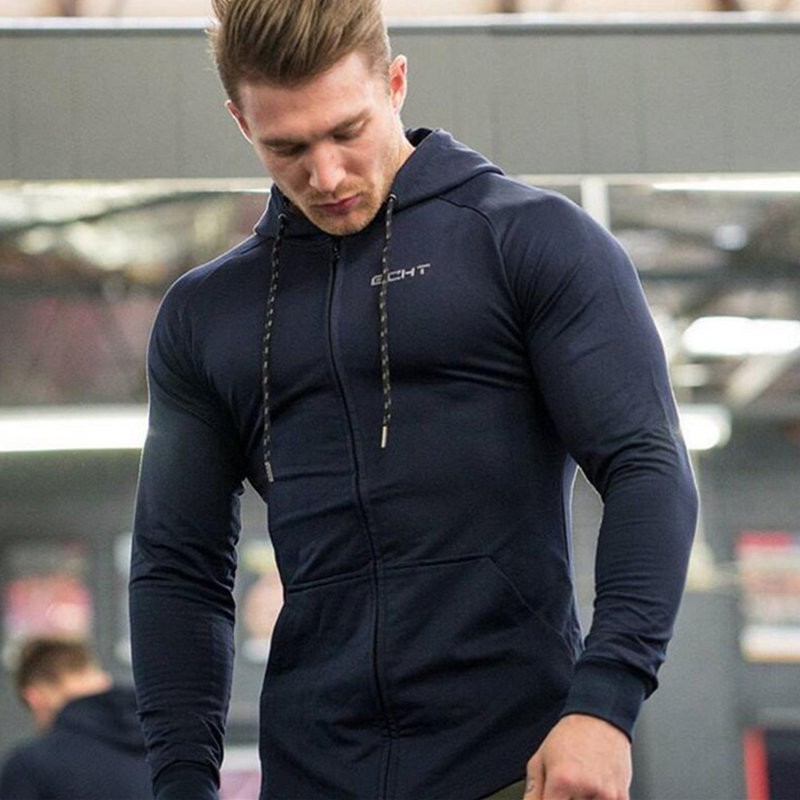 Terlaris Baru Pria Kapas Sweatshirt Gym Kebugaran Binaraga Latihan Hoodie Kasual Fashion Jaket