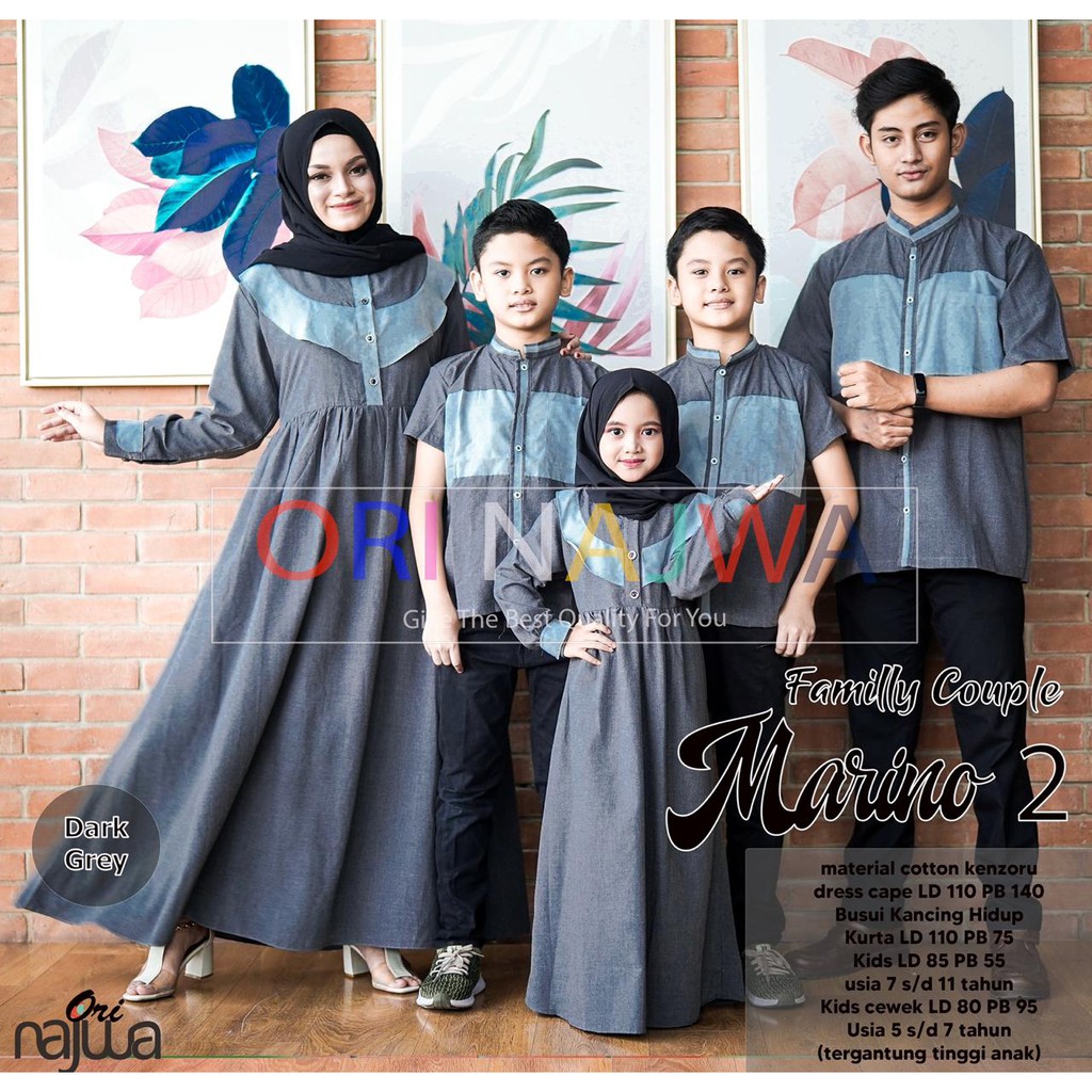 BEST SELLER Marino 2 Couple Keluarga Muslim Sarimbit bapak ibu anak laki perempuan gamis koko anak