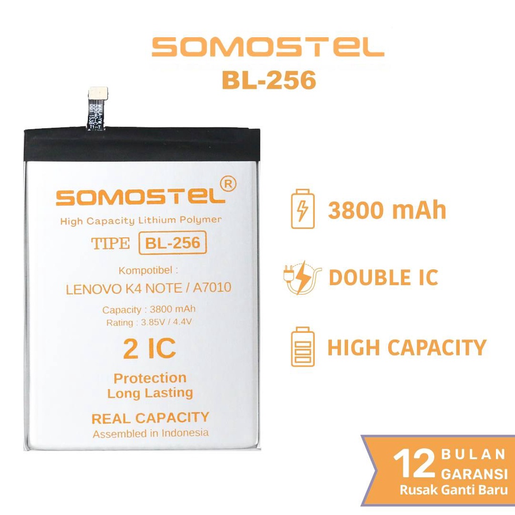 Somostel - BL256 Lenovo K4 Note / A7010 Batre Batrai Baterai