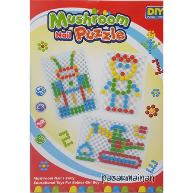 mainan anak edukasi Mushroom Nail Puzzle