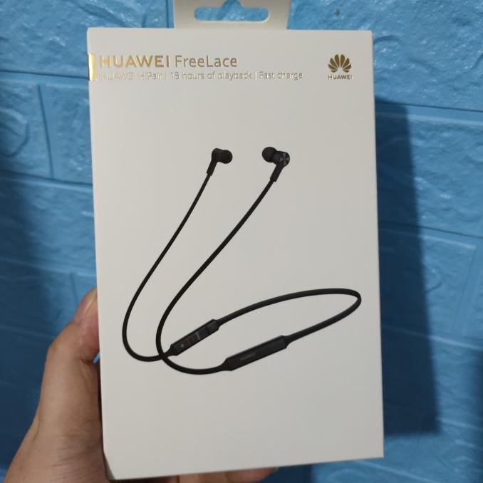 huawei freelace bluetooth earphone sport 100% new segel original resmi - Hitam