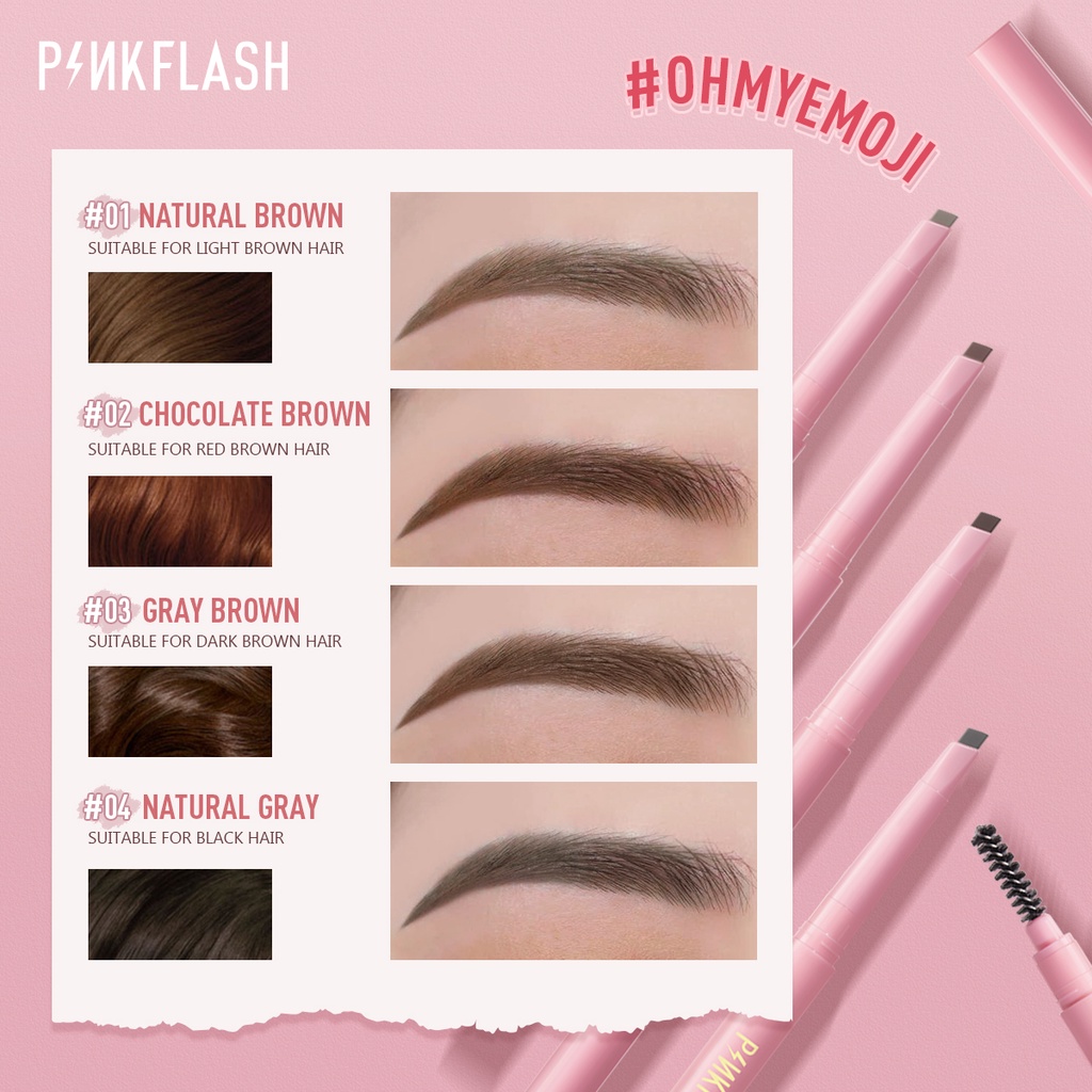 PINKFLASH OhMyEmoji Automatic Eyebrow Pencil Tahan Air Pigmen Pensil Alis