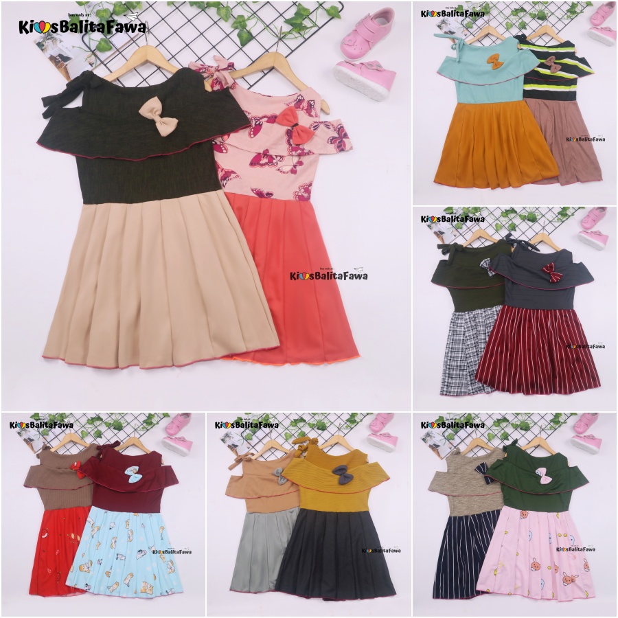 Dres Rachel uk Bayi - 5 Tahun / Baju Dress Anak Perempuan Murah Model Gaun Pesta Polos Motif Export