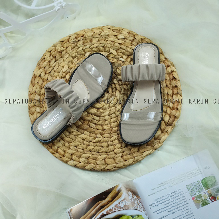 Sepatudari Karin Real Pic Sandal flat wanita Sandal Slop KR-SDF0045