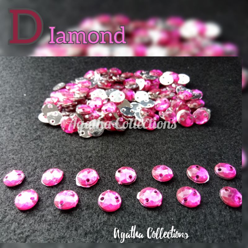 Diamond mutiara belah bulat ukuran 8mm,10mm,12mm