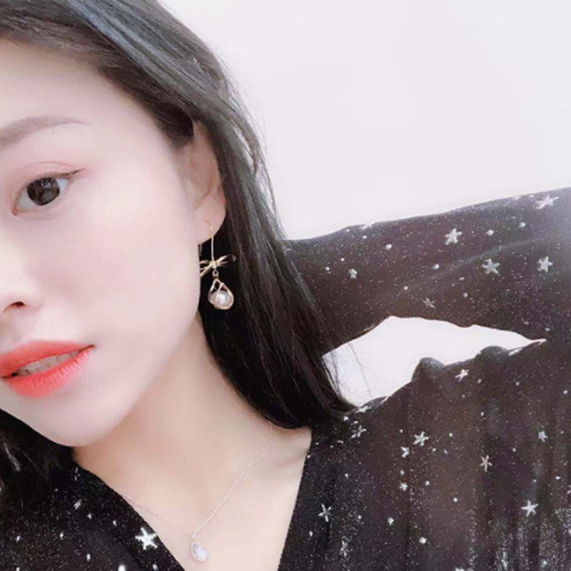 Anting Panjang Medium Hias Liontin Rumbai Opal Gaya Jepang Dan Korea Untuk Wanita