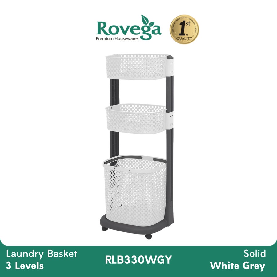 ROVEGA Keranjang Laundry Basket A+2 RLB 330 WGY - White Grey