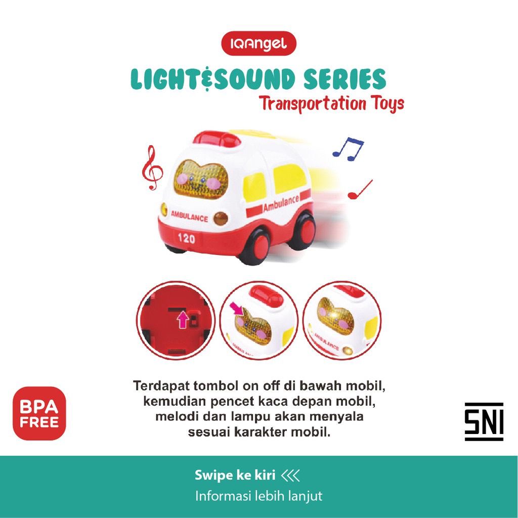 Mainan anak - IQangel Transportation Car Toys Light &amp; Sound Series/ Mainan Bayi Edukasi