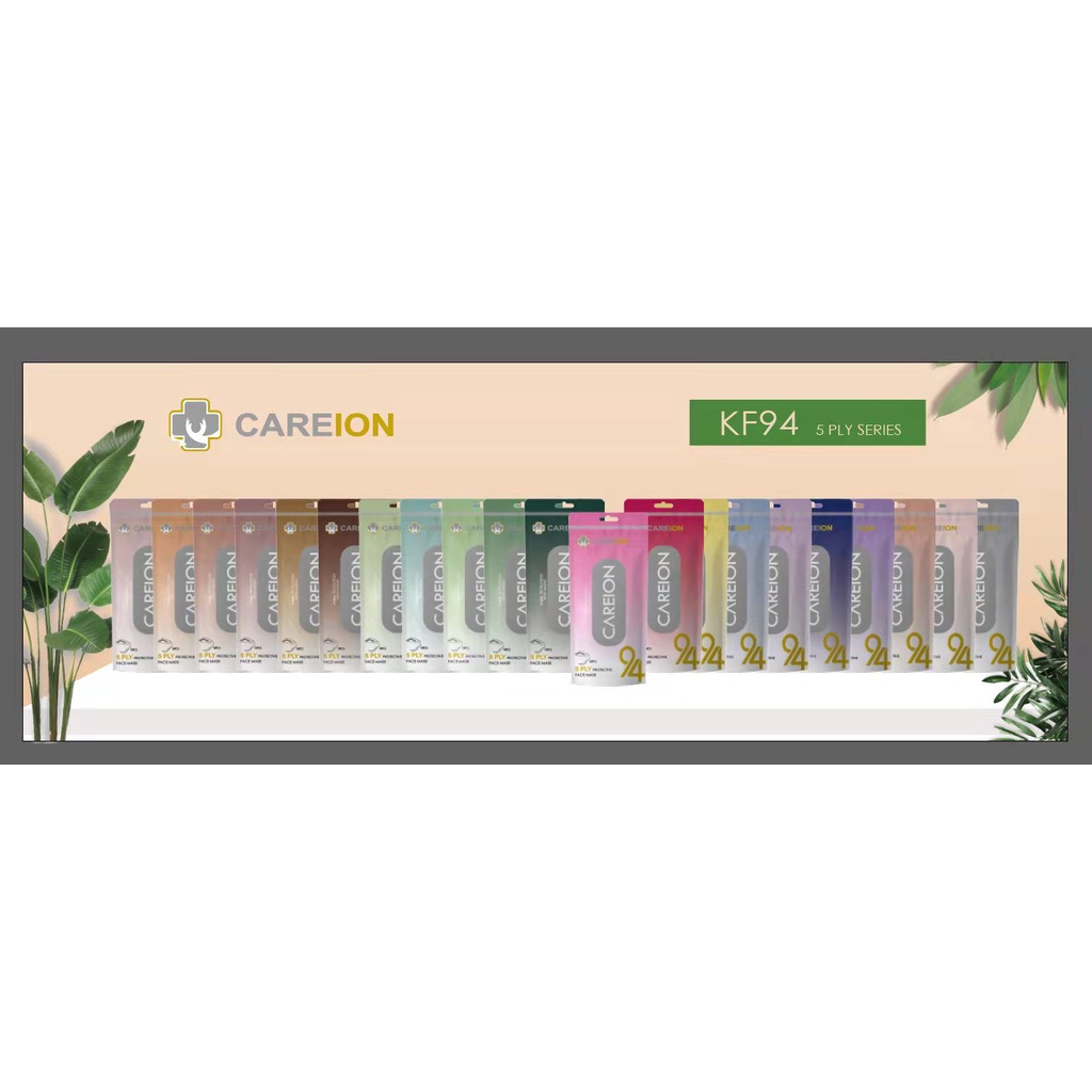 CAREION MASKER KF94 5PLY WARNA ISI 10 EMBOS PROTECTIVE FACE MASK 3D