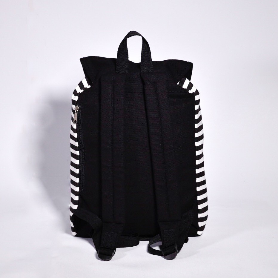 TAS RANSEL LAPTOP KANVAS KEREN KULIAH HEEJOU TRAVELLO STRIPE