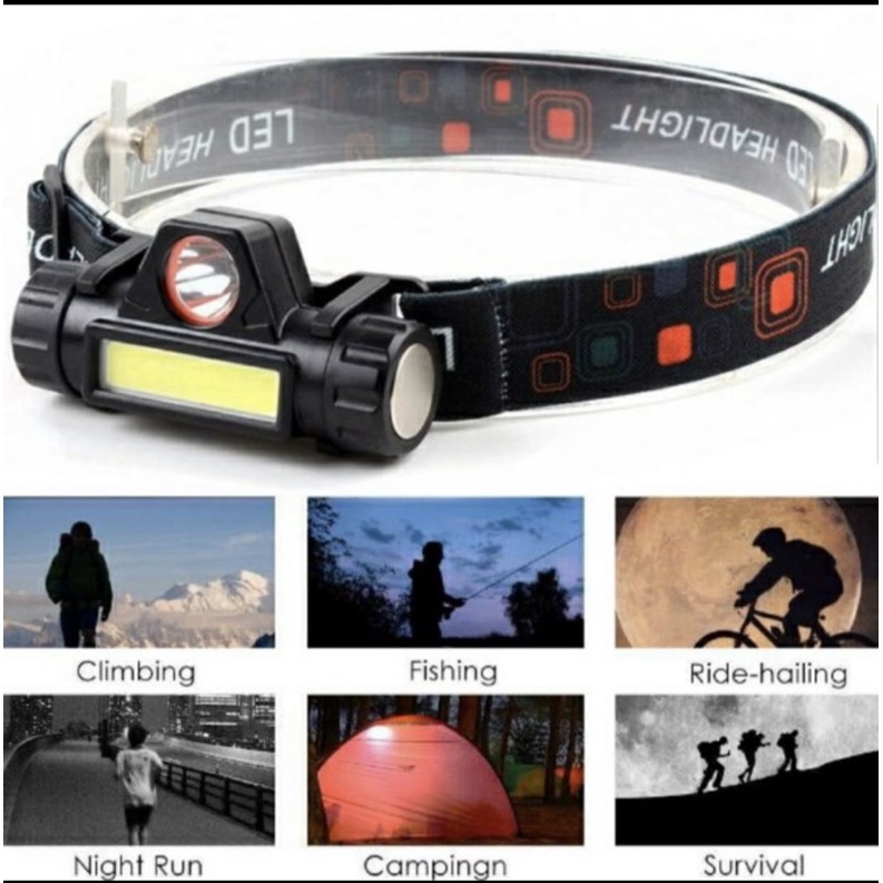 Senter Kepala Mini Headlamp Led COB Magnet Waterproof