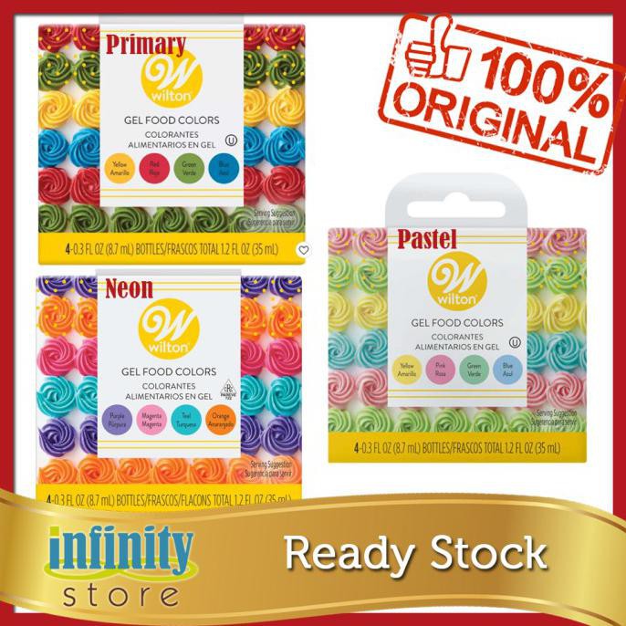 

♥️BISA COD♥️ Wilton Gel Food Color Set / 4 pcs / Pewarna Kue - Primary TERUJI Kode 388