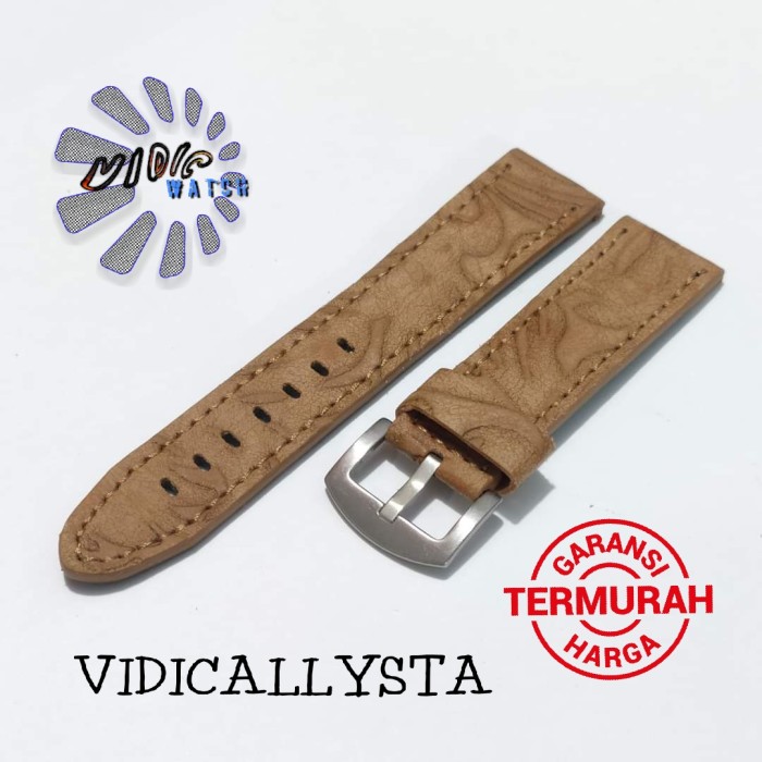 TALI JAM TANGAN KULIT STRAP LEATHER HANDMADE MURAH 22MM 24MM - Hitam, 22mm