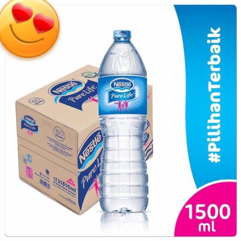 PURE LIFE Air Minum Mineral Kemasan Nestle Botol 1500 ml isi 12 pcs 1 dus