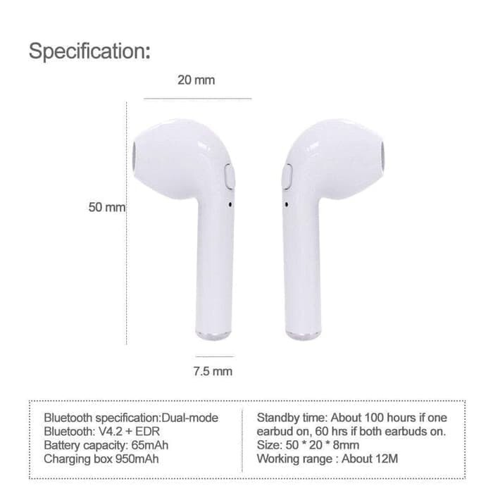 Wireless Headset Bluetooth 4.2 Earphone i7s Twins