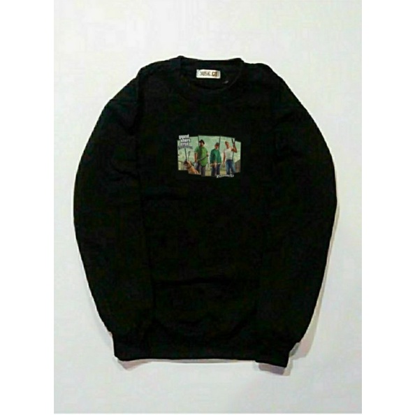 jaket sweater pria wanita terbaru jaket sweater crewnek original yuse-Morethan hitam
