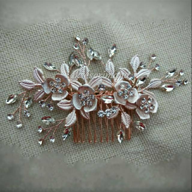 Sirkam Bunga Rosegold Flower Haircomb Aksesoris Sanggul Modern Aksesorimaya