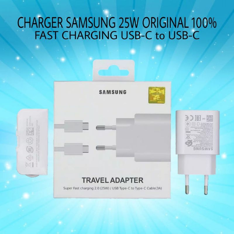 Charger Samsung 25W Original 100% Fast Charging USB C to USB C