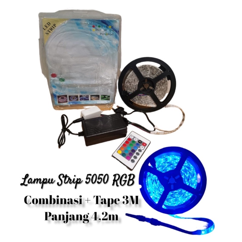 Lampu Selang LED Stripe 5050 RGB 5 Meter / Lampu LED Stripe RGB Warna Warni Set Adaptor Remote / Lampu Outdoor and Indoor Plafon / Lampu Hias Kamar / Lampu Dekorasi Rumah / Lampu Aesthetic