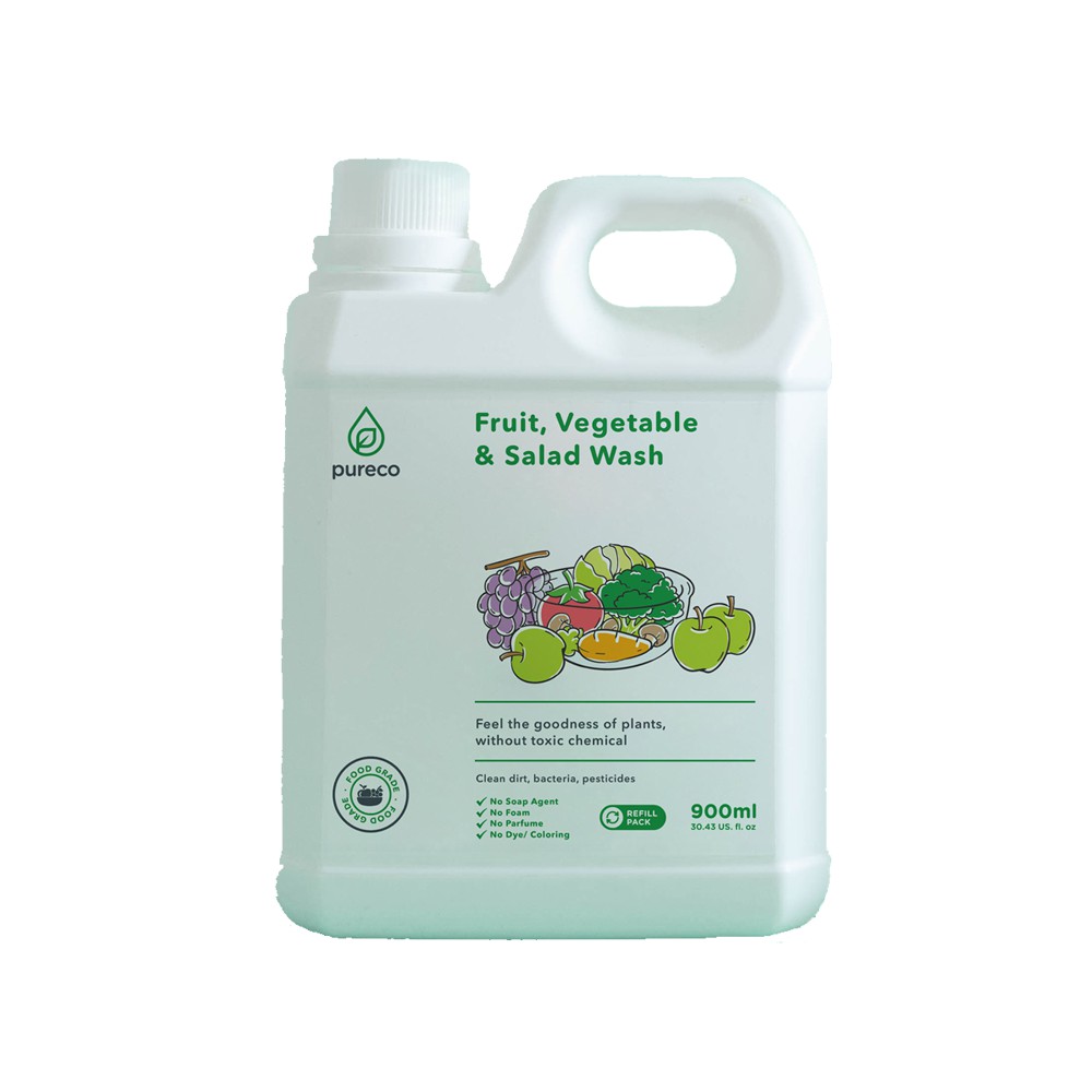 Pureco Vege Fruit Vegetable Salad Wash 900 ml Sabun Cuci Buah dan Sayur Refill Size 900 ml