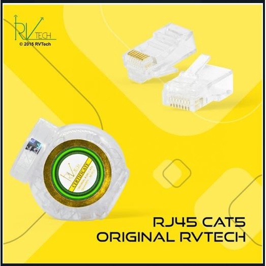 Connector modular rj45 Rvtech cat 5e 5 utp original 50pcs 10/100Mbps - konektor lan Rv-tech Rvlink cat5