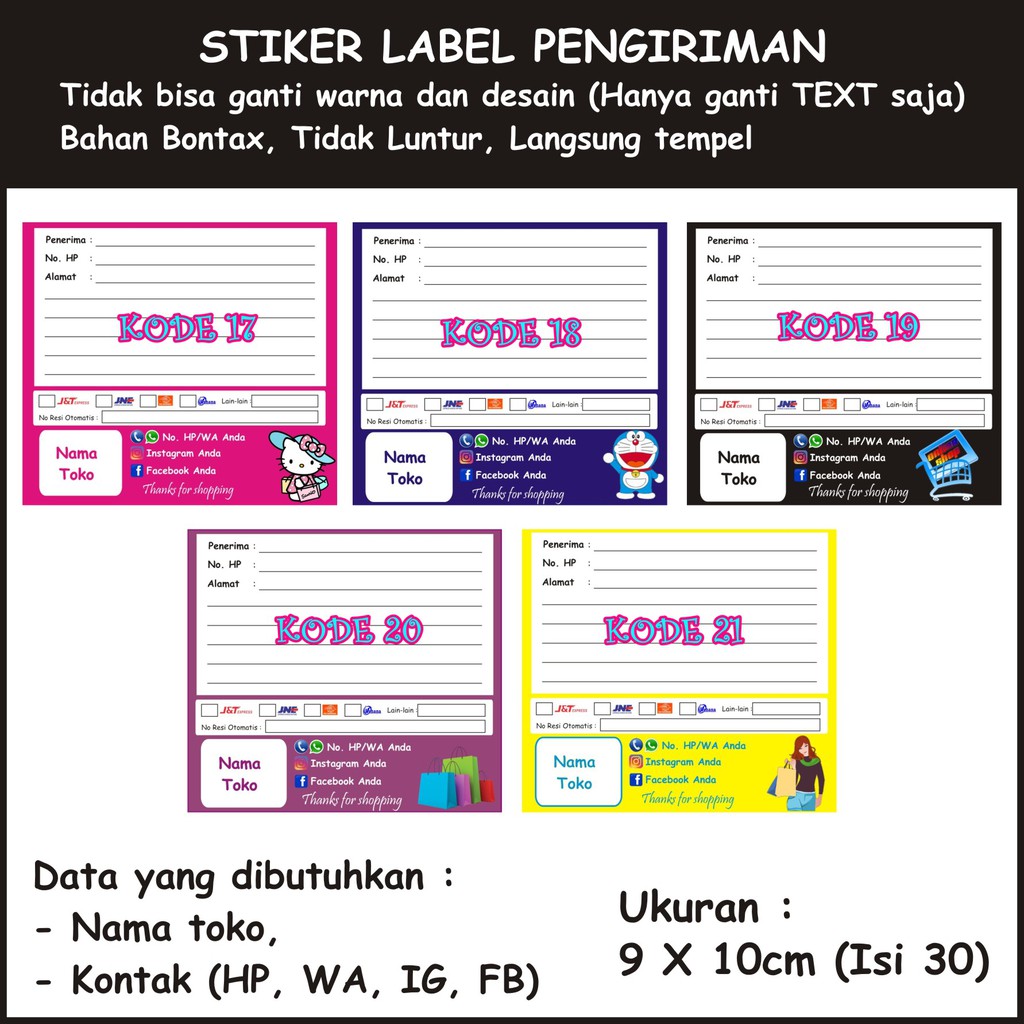 

Stiker Label Pengiriman Waterproof - Isi 30 Custom Online Shop Toko Online