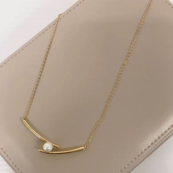 kalung mutiara simpel simple pearl chain necklace jka223 (3F4)