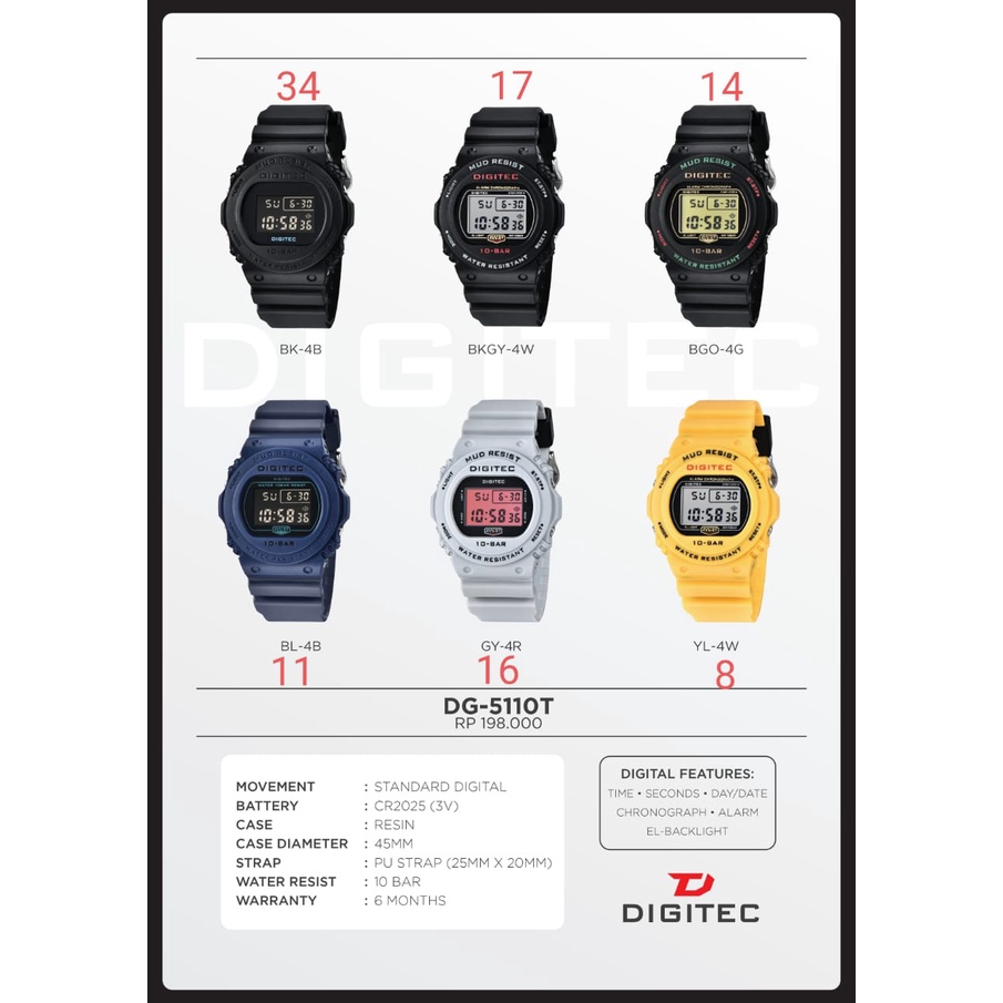 DIGITEC DG 5110T JAM TANGAN PRIA ORIGINAL  ANTI AIR DAN GARANSI RESMI