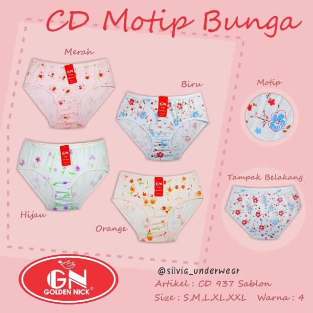 CELANA DALAM cewek motif,CD golden nick,celana dalam murah,CD 937 SABLON