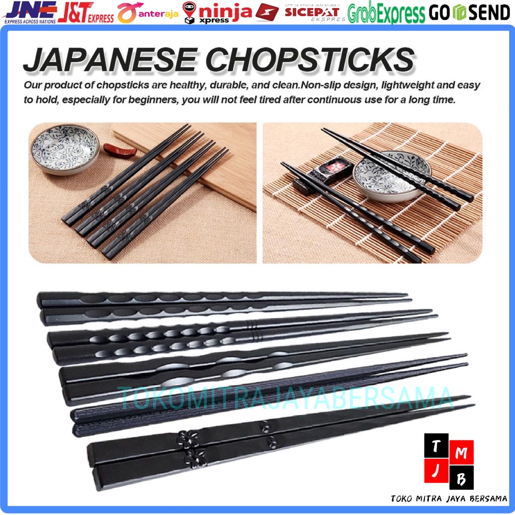 SUMPIT JEPANG SUSHI MIE HEKSAGON JAPANESE ALLOY CHOPSTICK 22.5cm PREMIUM QUALITY