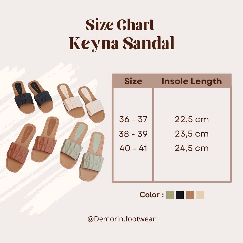 Keyna Sandal Selop Wanita Slip On Teplek - Demorin Sendal