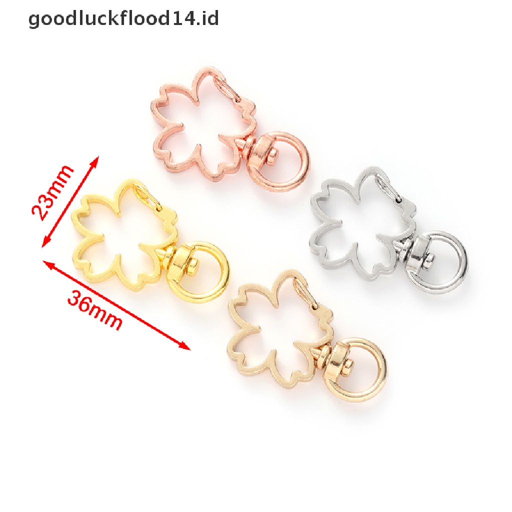 [OOID] 10pcs Cherry Blossoms Hollow Key Chain Key Ring DIY Accessories Lobster Clasp ID