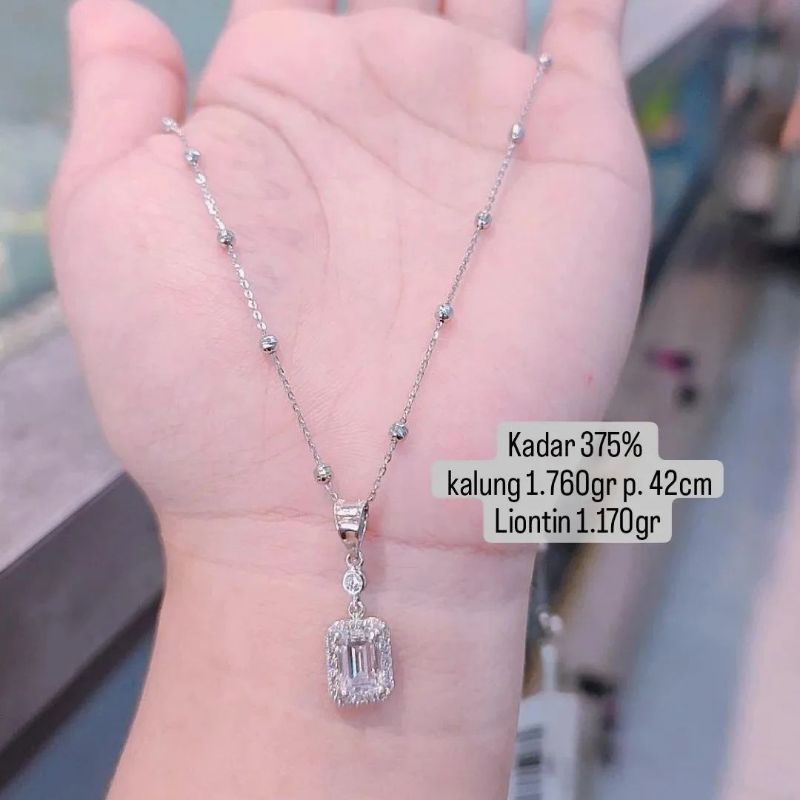 kalung langsung liontin emas putih 375