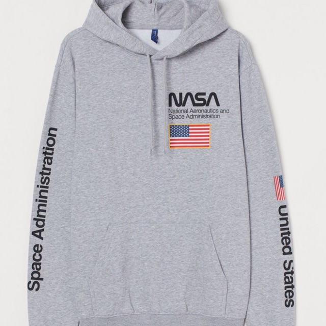 nasa patch white pullover hoodie