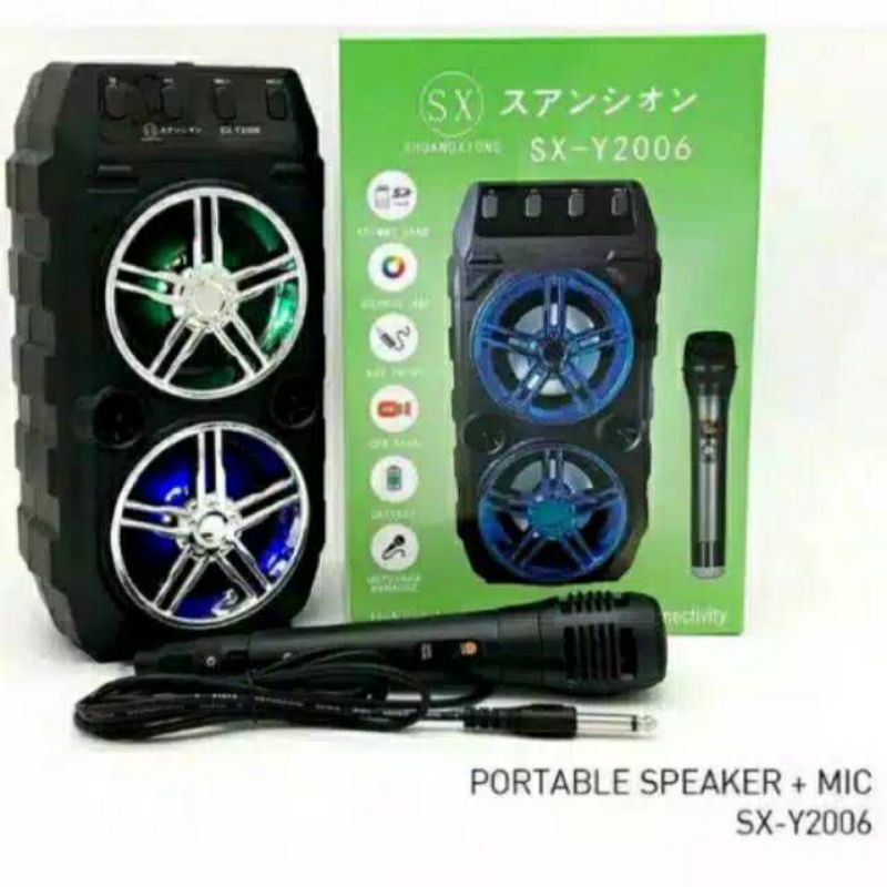 Speaker Y2006+Speaker bluetooth SX Y2006 Protable Speaker Bonus Mic